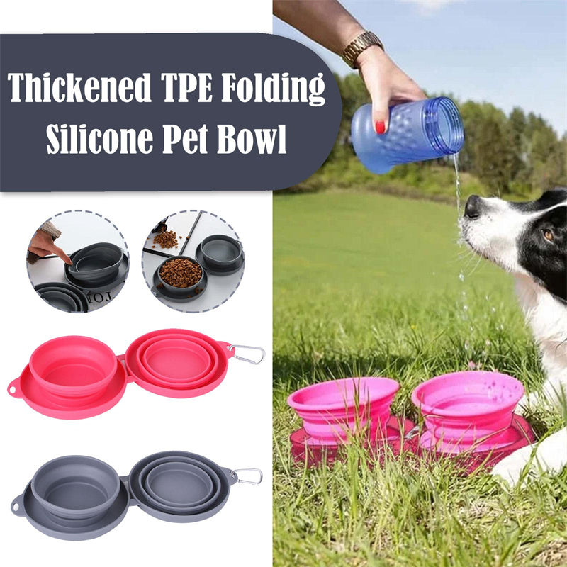 Pet Feeding Bowl, Pets Supplies, Dog/Cat Bowls, Rubber Foldable Double Bow