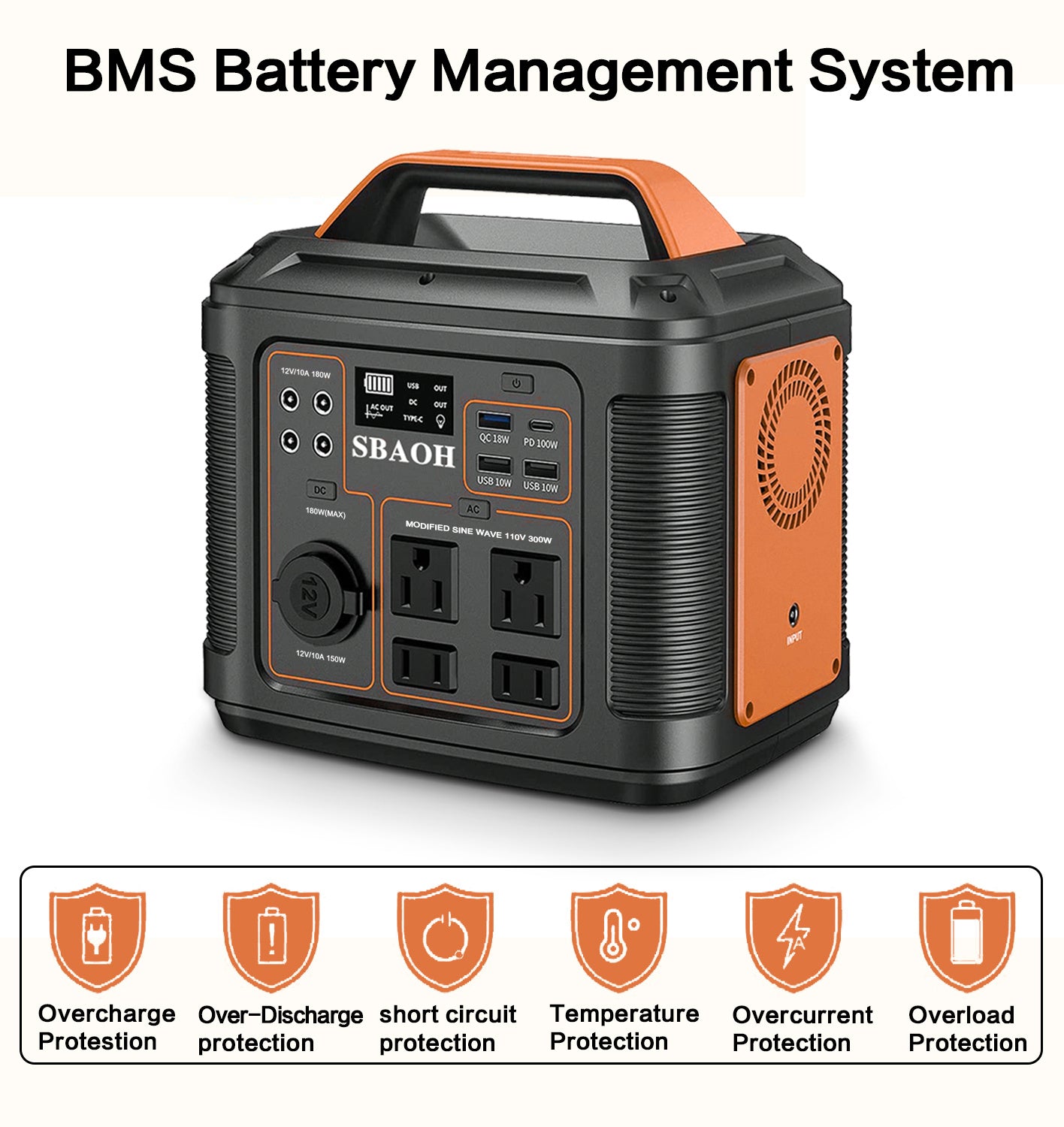 US Plug Portable Power Station P302, 300W 296Wh Backup Lithium Battery, Solar Generator For Home And Outdoor, Emergency Power Supply
