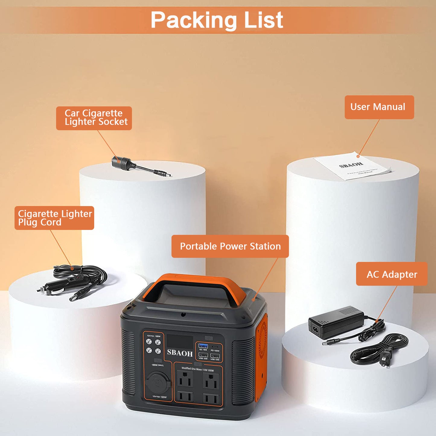 US Plug Portable Power Station P302, 300W 296Wh Backup Lithium Battery, Solar Generator For Home And Outdoor, Emergency Power Supply