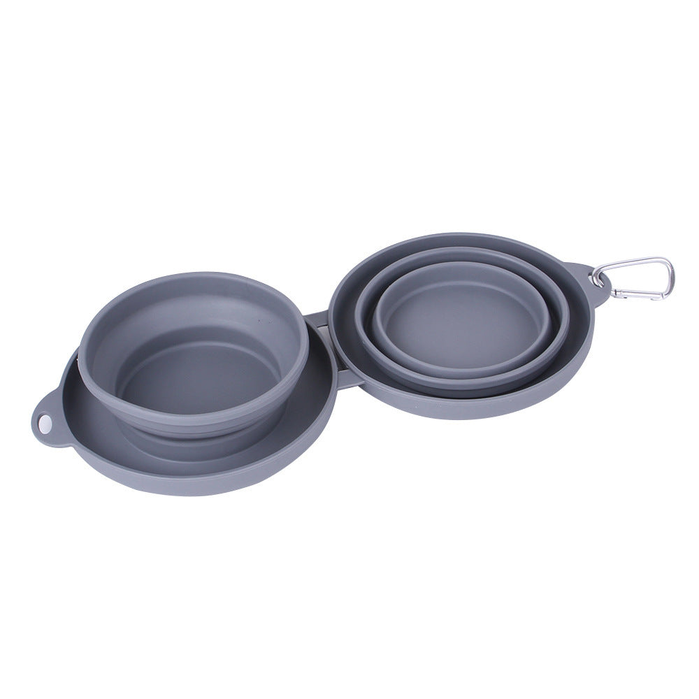 Pet Feeding Bowl, Pets Supplies, Dog/Cat Bowls, Rubber Foldable Double Bow