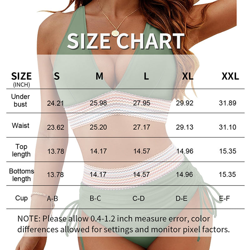 Women's High Waisted Bikini Set, Tummy Control Swimsuit