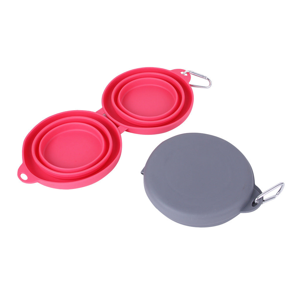 Pet Feeding Bowl, Pets Supplies, Dog/Cat Bowls, Rubber Foldable Double Bow