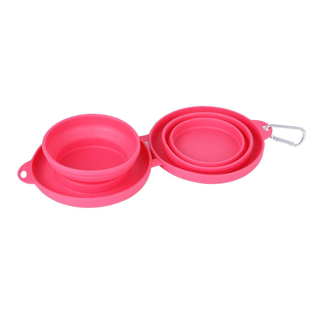 Pet Feeding Bowl, Pets Supplies, Dog/Cat Bowls, Rubber Foldable Double Bow