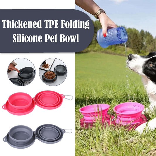 Pet Feeding Bowl, Pets Supplies, Dog/Cat Bowls, Rubber Foldable Double Bow