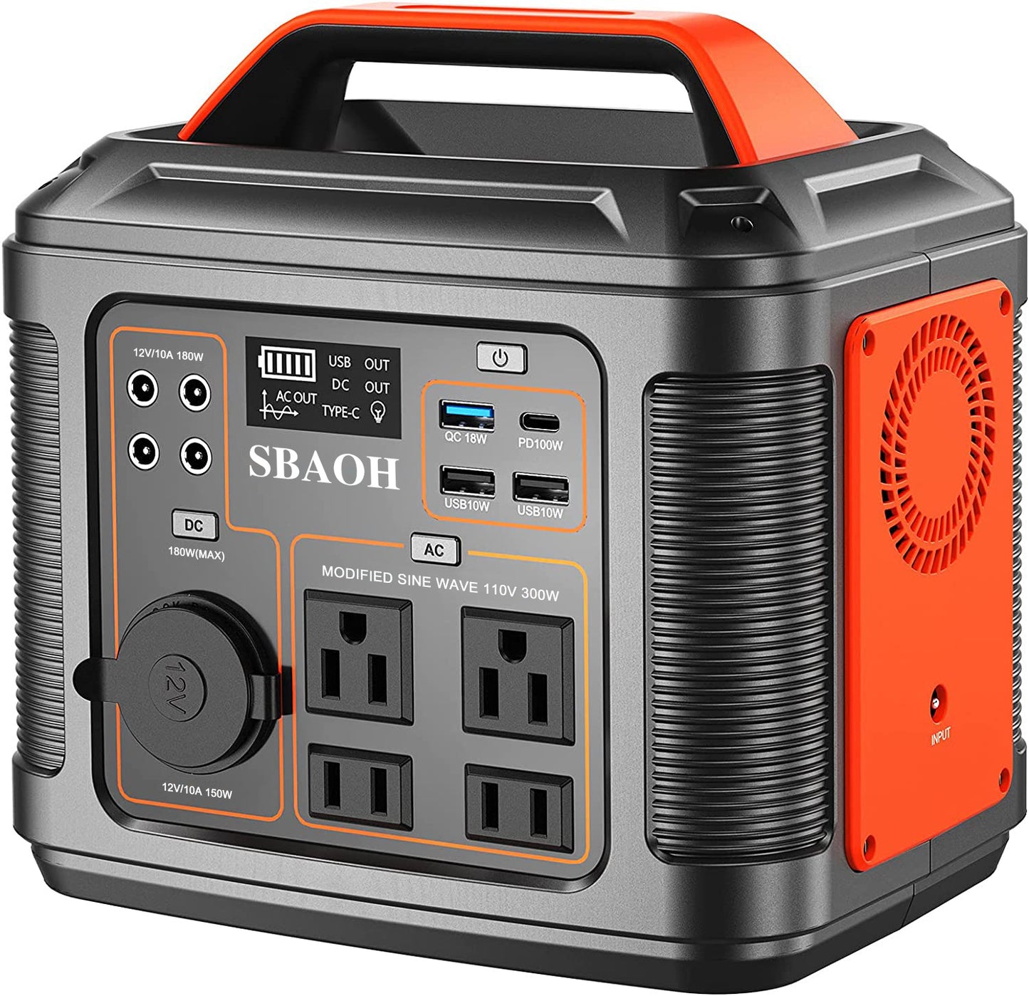 US Plug Portable Power Station P302, 300W 296Wh Backup Lithium Battery, Solar Generator For Home And Outdoor, Emergency Power Supply