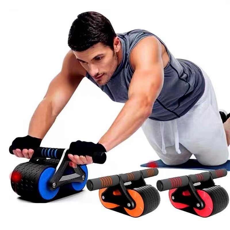Gym Double Wheel Abdominal Exerciser, Women/Men Automatic Rebound Wheel Roller Waist
