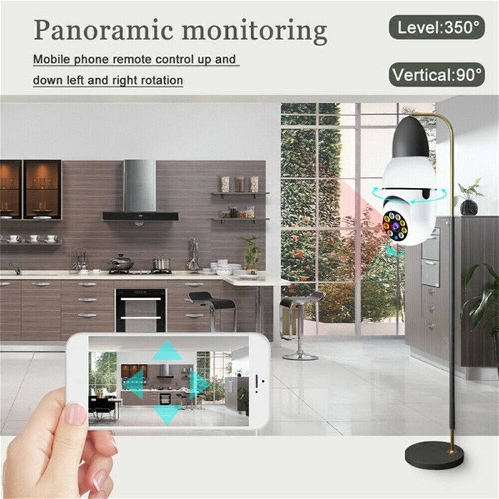 IR E27 Light Bulb Camera, 1080P HD Wireless WIFI Smart Home Security Camera