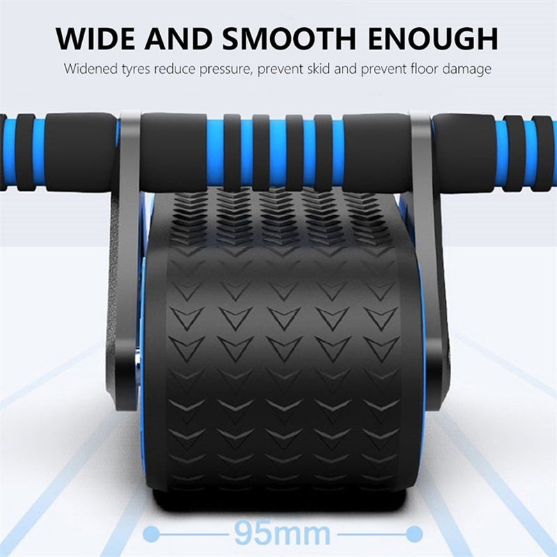 Gym Double Wheel Abdominal Exerciser, Women/Men Automatic Rebound Wheel Roller Waist