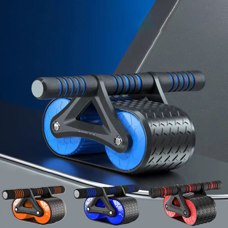Gym Double Wheel Abdominal Exerciser, Women/Men Automatic Rebound Wheel Roller Waist