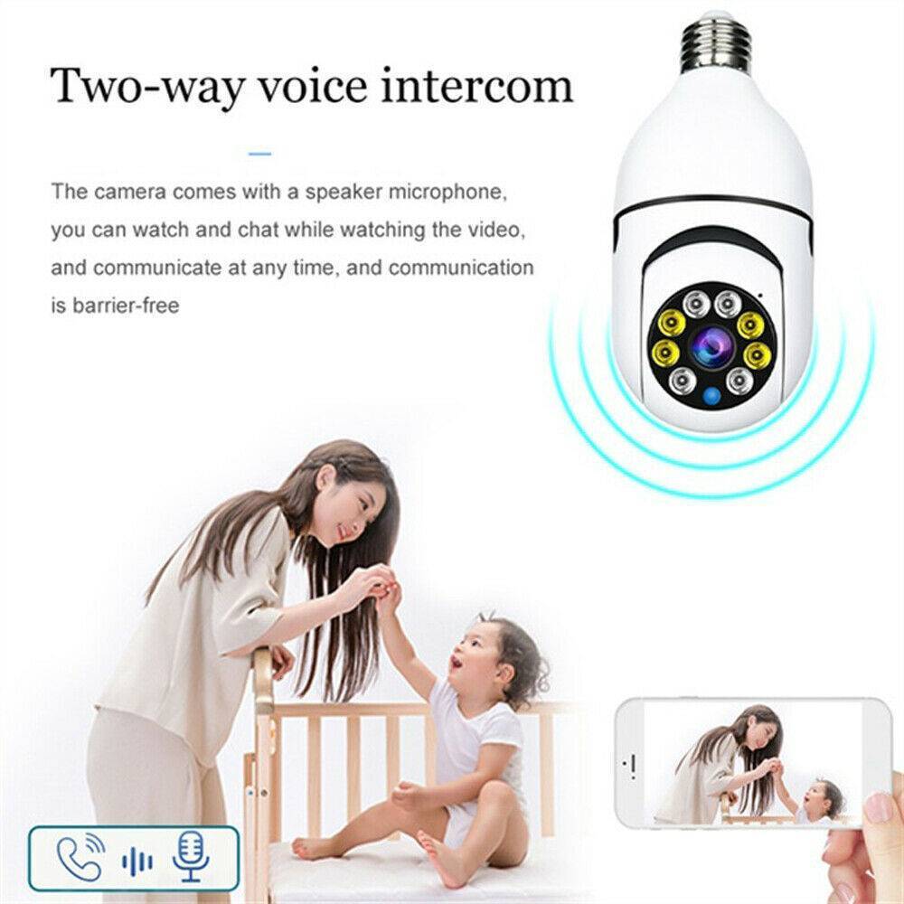 IR E27 Light Bulb Camera, 1080P HD Wireless WIFI Smart Home Security Camera
