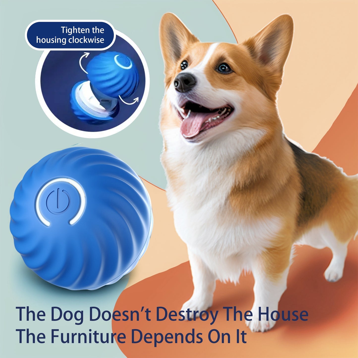 Interactive Bouncing Ball For Dogs, Automatic Smart Toy, Self-moving Rotating Stimulating Pet Entertainment, Noise-Reducing Urchin Cover ,USB Rechargeable Dog Toy, Dog Electric Interactive Toy