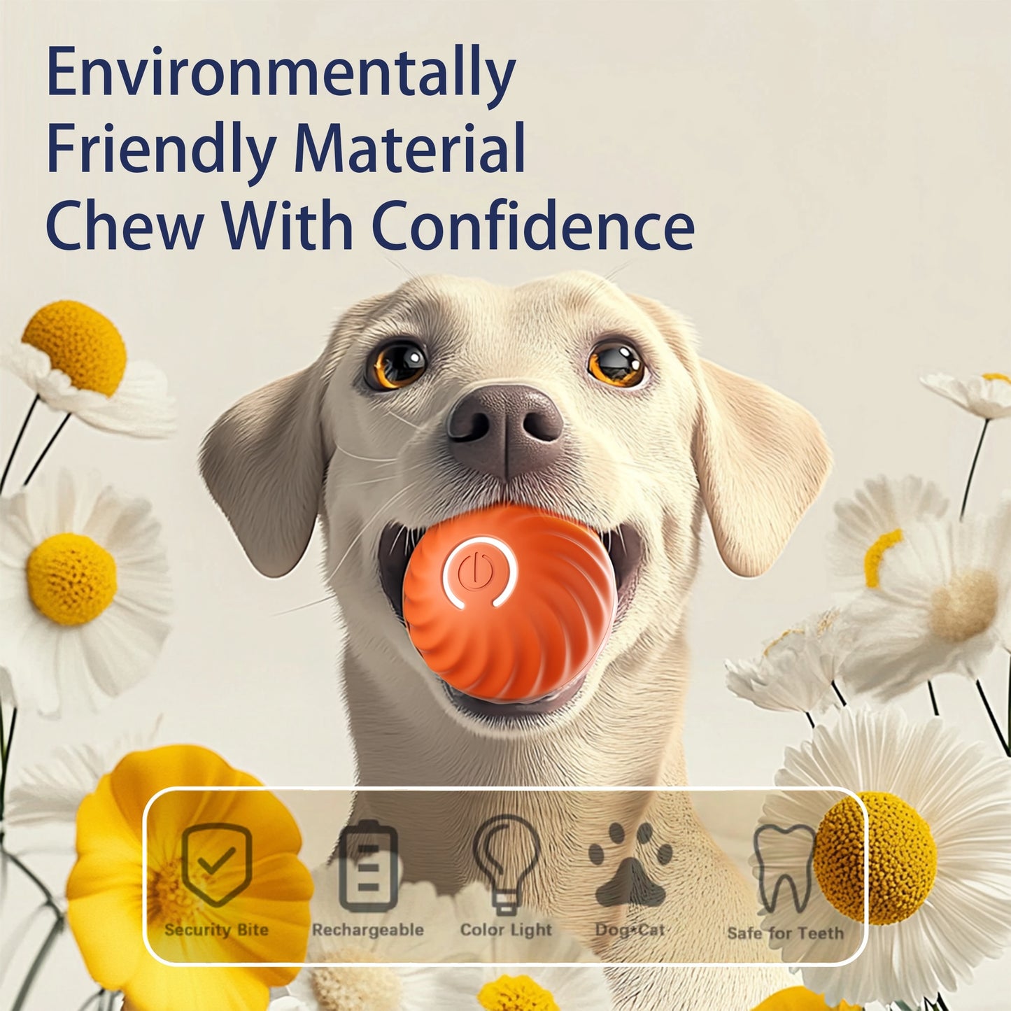 Interactive Bouncing Ball For Dogs, Automatic Smart Toy, Self-moving Rotating Stimulating Pet Entertainment, Noise-Reducing Urchin Cover ,USB Rechargeable Dog Toy, Dog Electric Interactive Toy