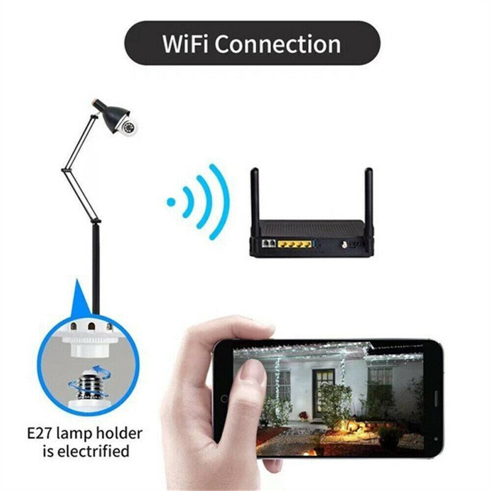 IR E27 Light Bulb Camera, 1080P HD Wireless WIFI Smart Home Security Camera
