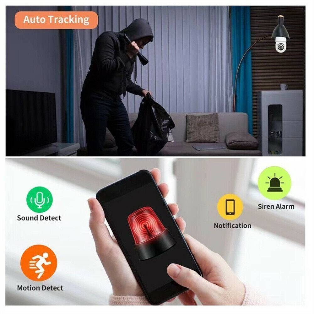 IR E27 Light Bulb Camera, 1080P HD Wireless WIFI Smart Home Security Camera