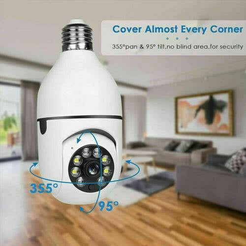 IR E27 Light Bulb Camera, 1080P HD Wireless WIFI Smart Home Security Camera